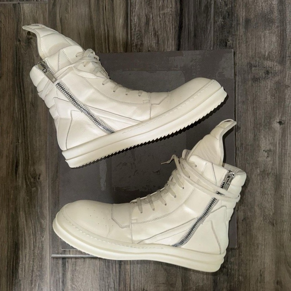 Rick Owens White High-Top Boots
